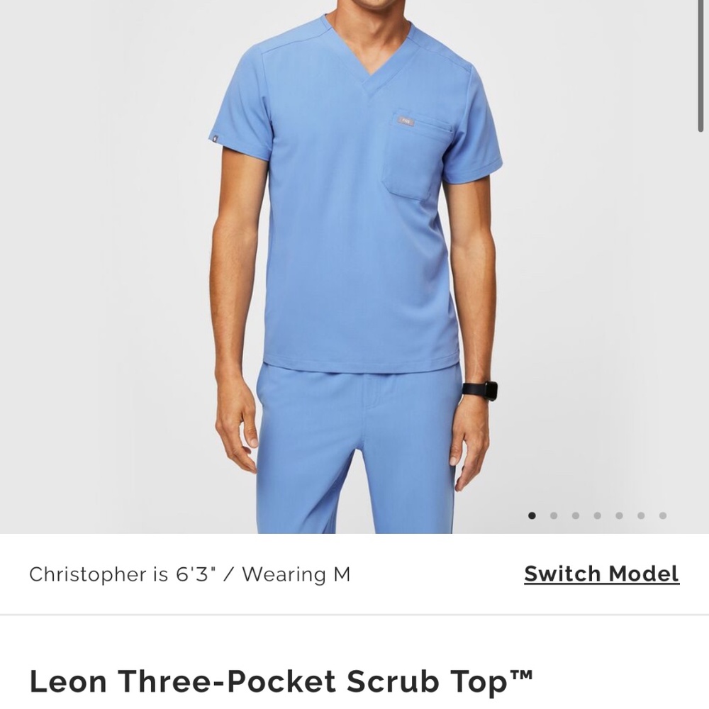 Figs Men's XL Leon Three-Pocket Scrub Top Ceil Blue